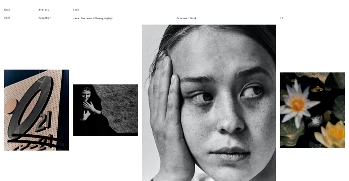 Mini Title gallery layout with portraits, minimal, editorial, monochrome