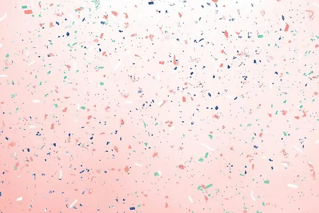 Confetti pattern on soft pink background, playful, flat, pastel