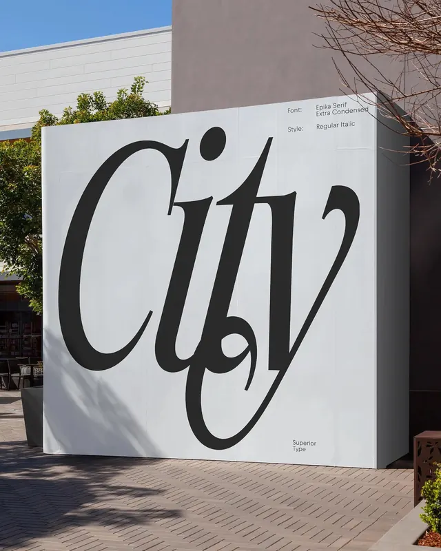 Epika typeface specimen design, editorial, swiss, monochrome