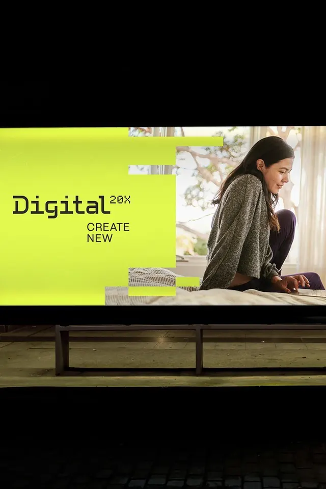 Neon yellow split-screen billboard design, playful, light-mode, vibrant