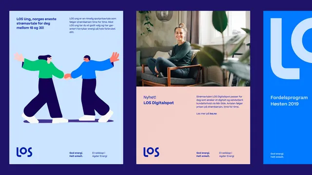 Three-panel digital campaign featuring flat illustration and photo, flat, minimal, cool