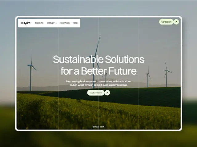 Wind farm sustainable energy hero, minimal, corporate-clean, light