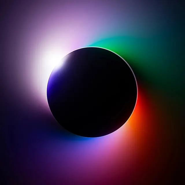 Eclipse with prismatic gradient glow, 3d-render, gradient-heavy, vibrant