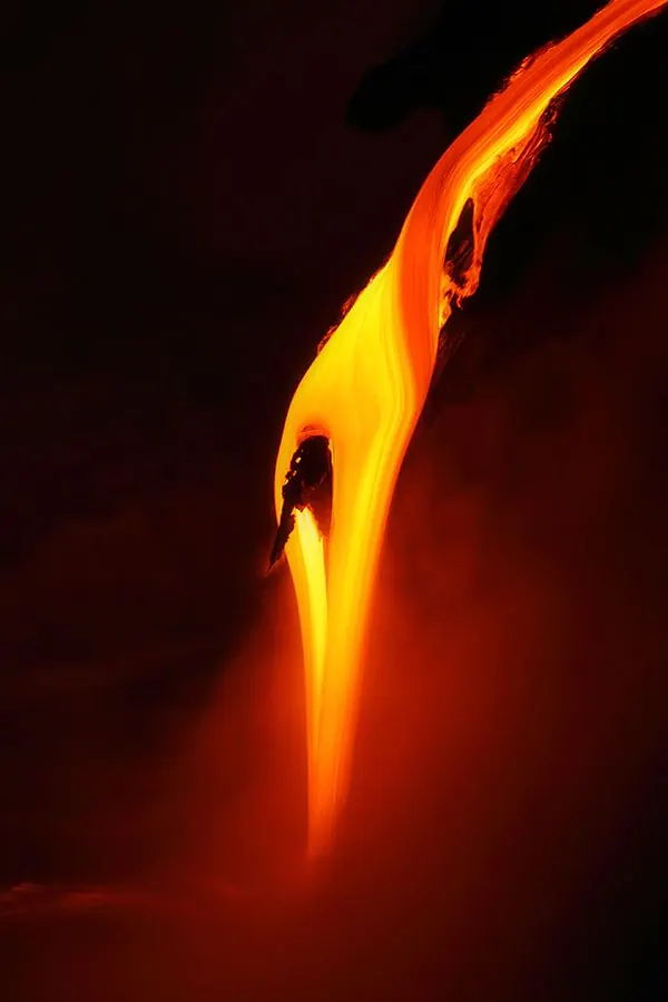 Abstract liquid fire gradient form, abstract, gradient-heavy, warm