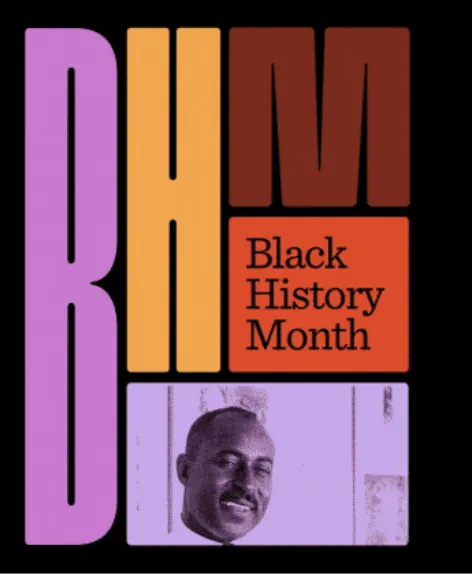 Black History Month geometric poster with portrait, geometric, retro, dark