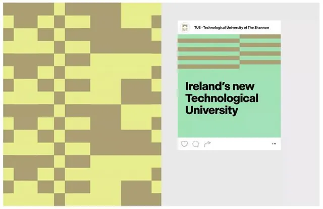 Geometric checkerboard with mint-green institutional card, minimal, geometric, light