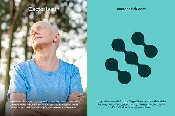 Healthcare branding with portrait and abstract cells, minimal, photographic, light