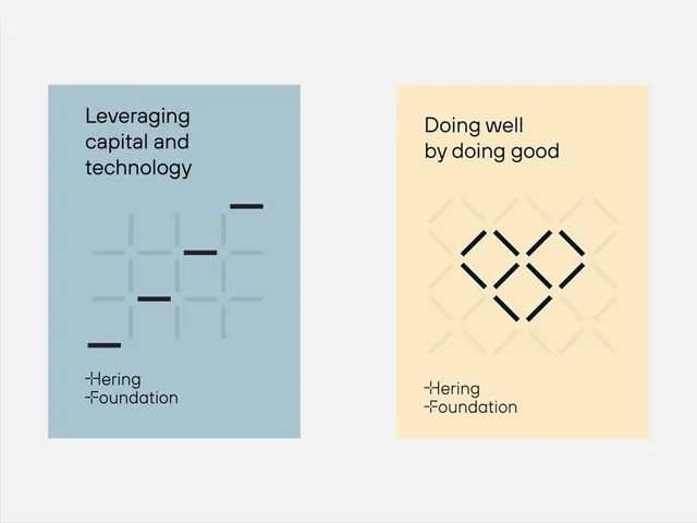 Hering Foundation two-panel mission statement posters, minimal, corporate-clean, light