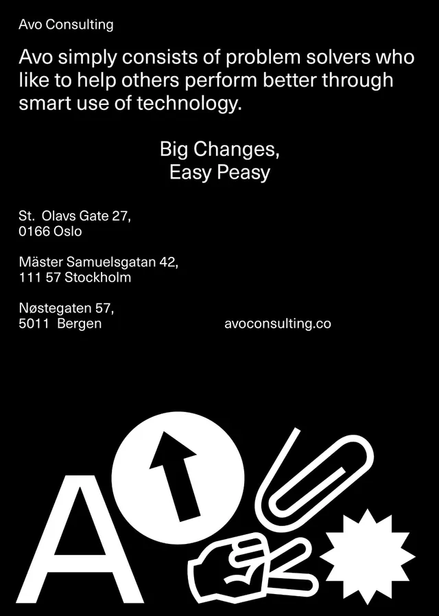 Avo Consulting business card with geometric logo, minimal, corporate-clean, dark