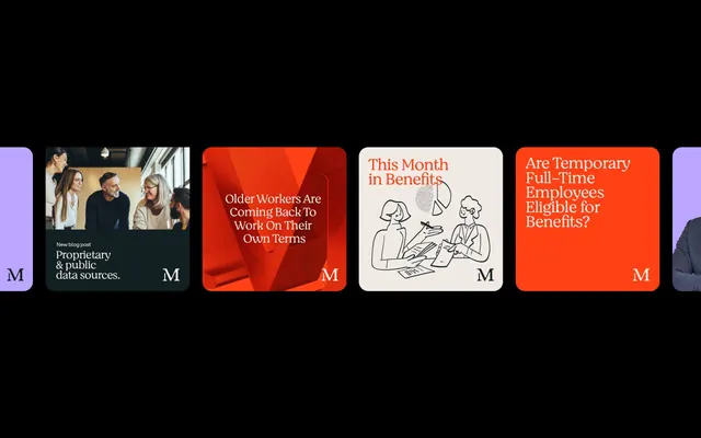 HR benefits modular card layout with high contrast, flat, corporate-clean, dark