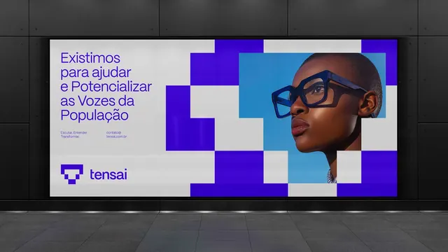 Social advocacy poster with deep purple geometric grid and portrait, geometric, minimal, dark