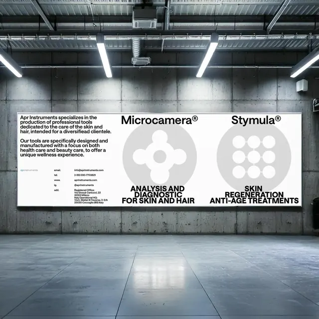 Medical device brand billboard typography system, minimal, corporate-clean, light