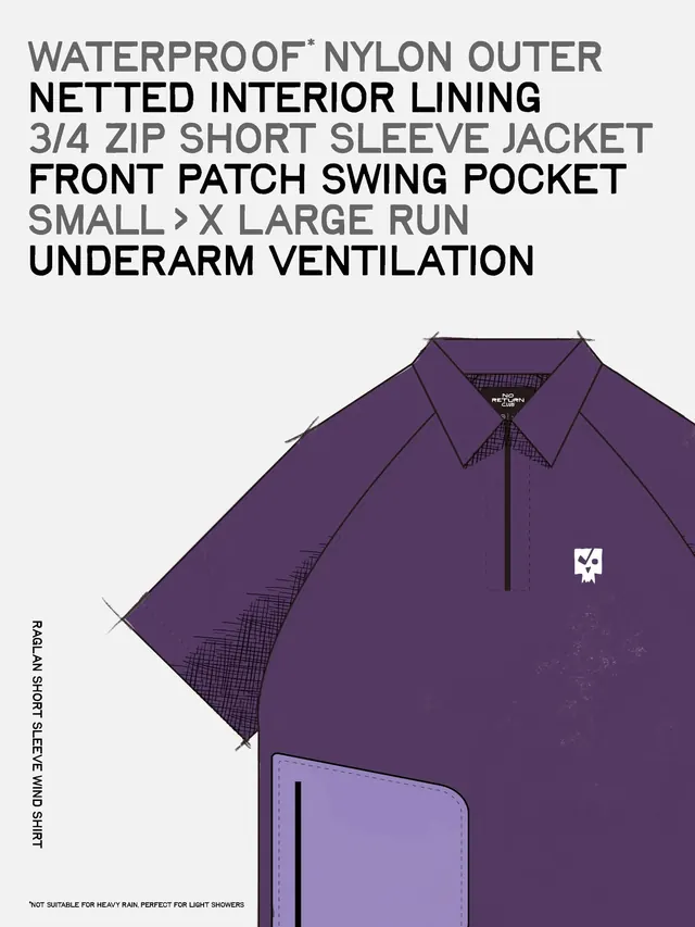 Purple jacket technical spec graphic, technical, minimal, dark