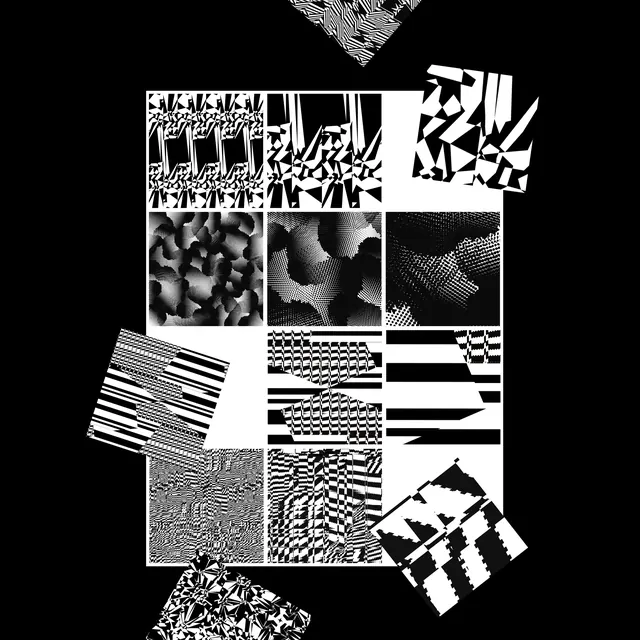 Pattern study collection with geometric and generative designs, abstract, geometric, monochrome