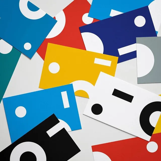 Geometric abstraction with bold primary colors and circular motifs, geometric, abstract, vibrant