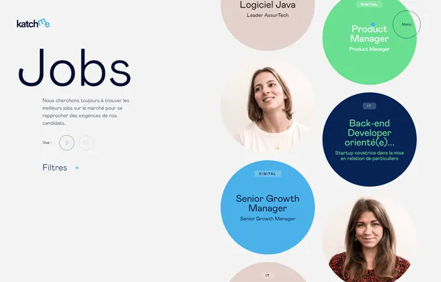 Geometric job roles interface with circular categorization, minimal, geometric, cool