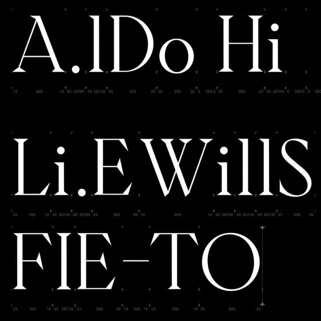 Serif type specimen with typography metrics grid overlay, technical, minimal, monochromatic