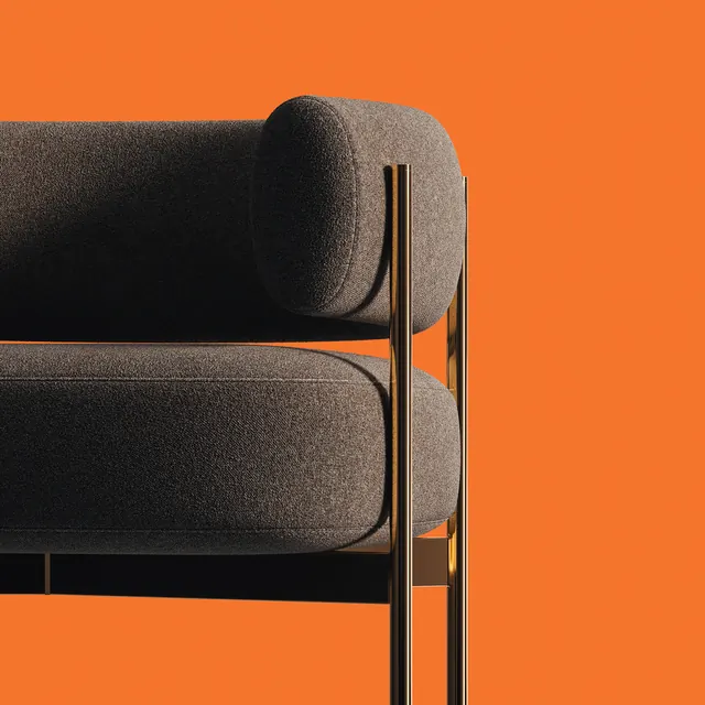 CGI chair on vibrant background, 3d-render, technical, vibrant