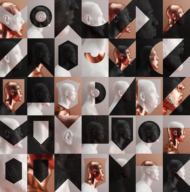 Nike All Star Weekend design grid, geometric, 3d-render, warm
