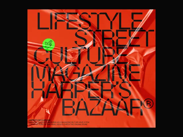 Magazine cover bold red graphic design, editorial, bold, vibrant