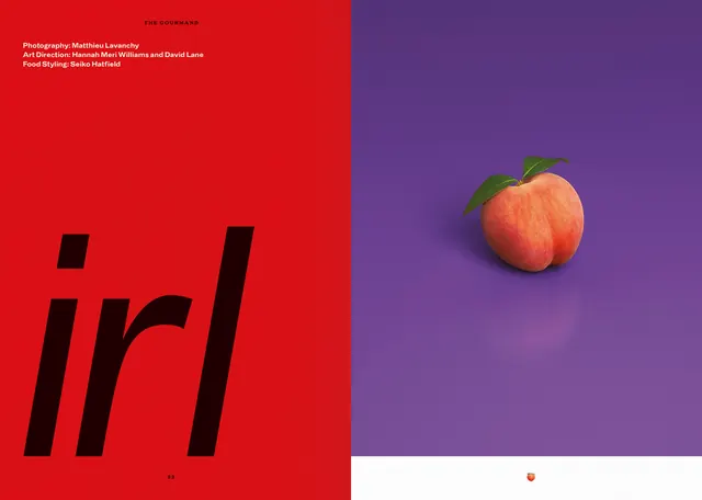 Split editorial design red and purple, editorial, bold, vibrant