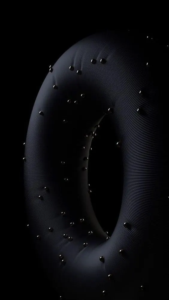 Abstract 3D sculptural form with metallic studs and ribbed texture, 3d-render, abstract, dark
