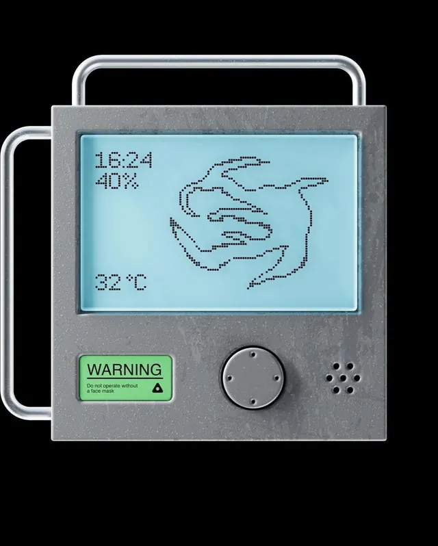 Retro face recognition device illustration, 3d-render, retro, cool