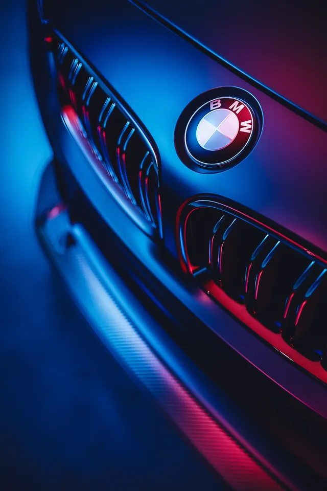 BMW car neon gel lighting study, 3d-render, dark-mode, dark