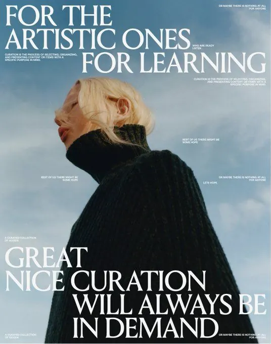 Editorial photography with typographic overlay, editorial, photographic, cool