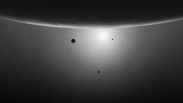 Cosmic atmospheric body with central glow, minimal, gradient-heavy, dark