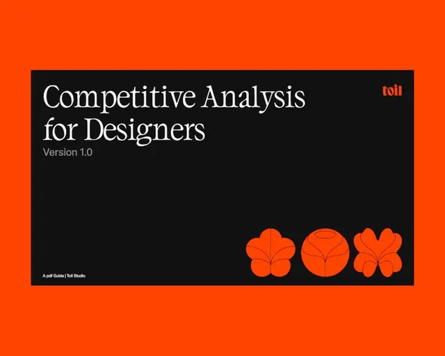 Type specimen cover: Competitive Analysis for Designers, minimal, corporate-clean, warm