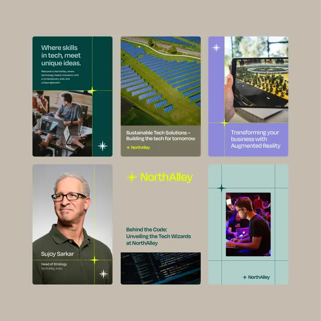 NorthAlley tech case study grid, minimal, corporate-clean, cool