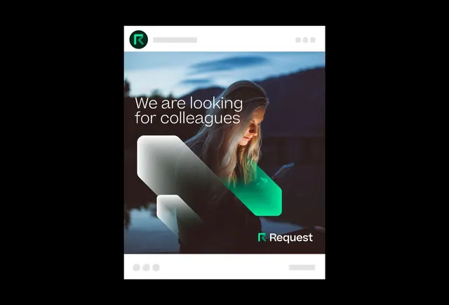 Mobile recruitment card with vibrant accent, minimal, corporate-clean, light