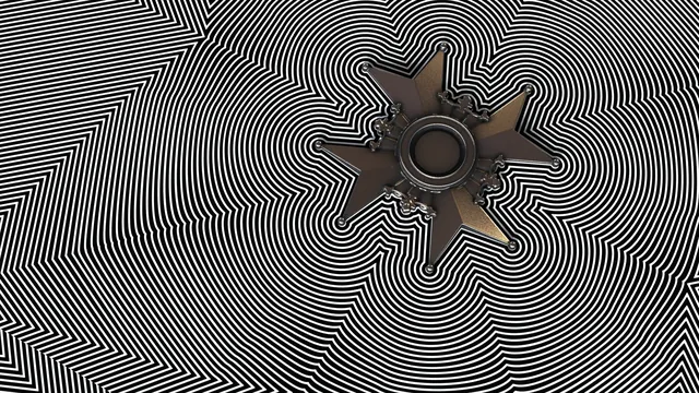 Gear optical illusion with hypnotic line pattern, abstract, geometric, monochrome