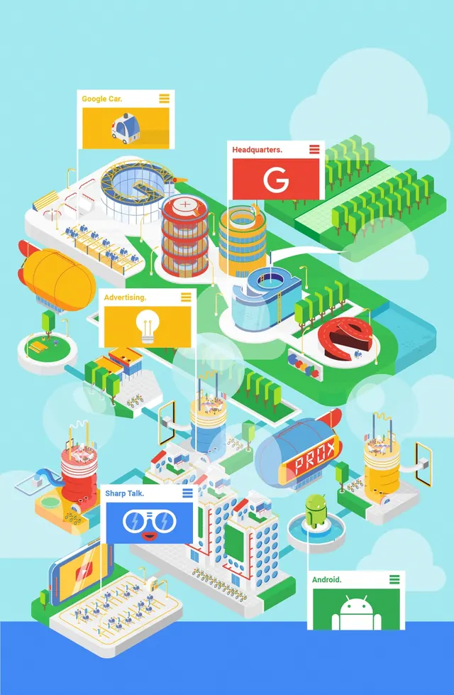 Isometric Tech Ecosystem Illustration, flat, geometric, vibrant