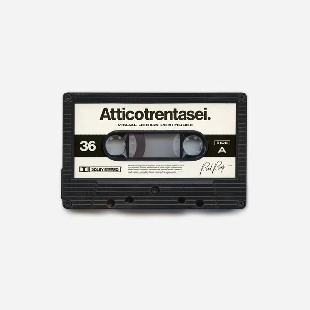 Vintage cassette tape with custom label, retro, minimal, dark