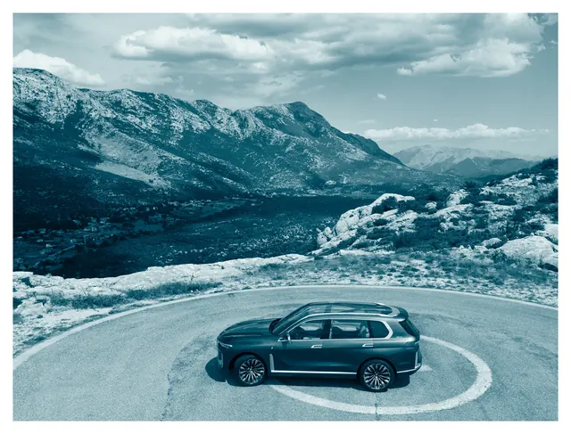 BMW Concept X7 in mountain landscape, luxury, 3d-render, cool
