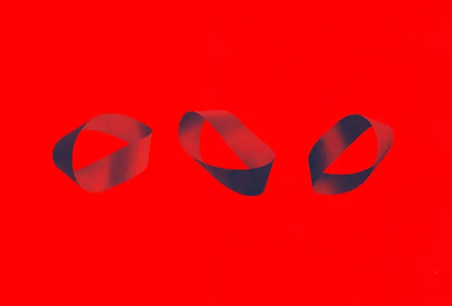 Three dimensional twisted ribbons, 3d-render, gradient-heavy, vibrant