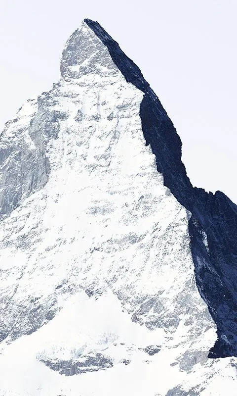 Snowy peak chiaroscuro landscape, photographic, dark-mode, light