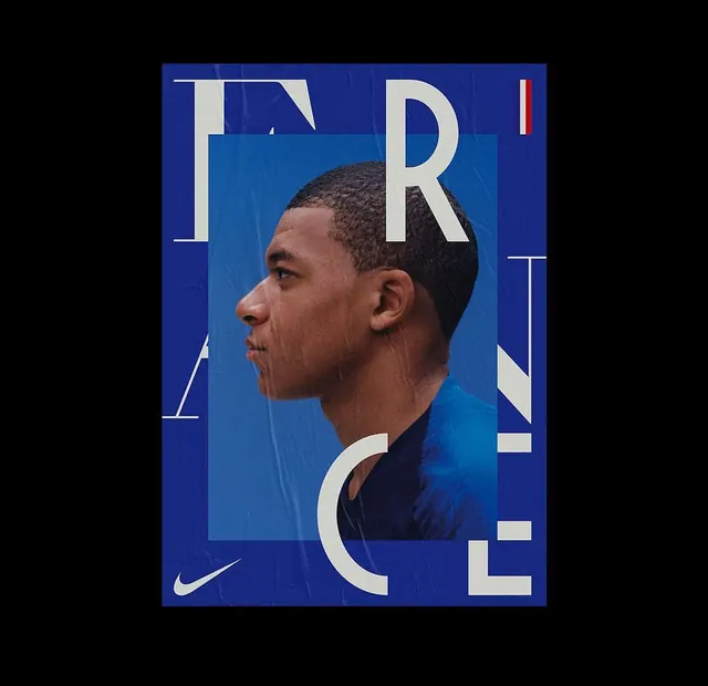 Nike athlete sports poster with fragmented type, geometric, minimal, dark