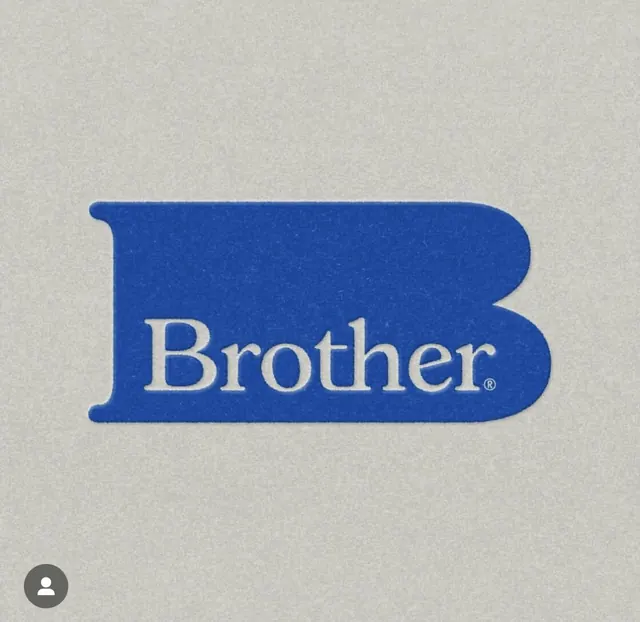 Brother classic ribbon-logo mark, corporate-clean, minimal, light