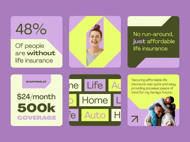 Life insurance comparison grid with pastel geometric layout, geometric, flat, light