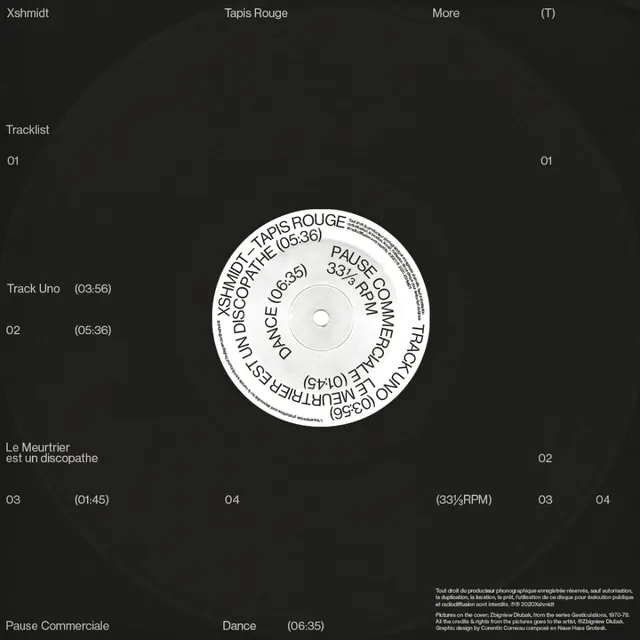 DJ vinyl record typography specimen, minimal, dark-mode, dark