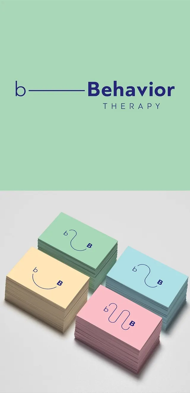 Behavior Therapy brand identity with modular cards, minimal, flat, pastel