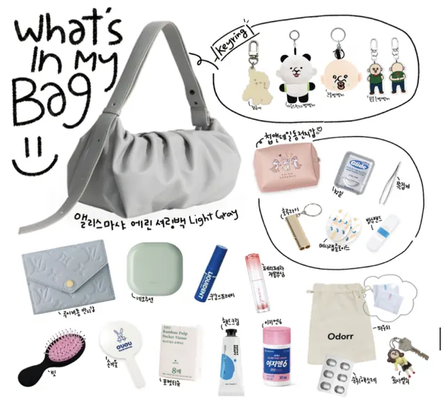 What's in My Bag II illustrated inventory, illustrated, organic, light