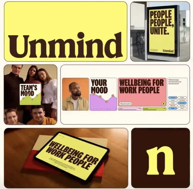 Unmind mental health platform branding system, minimal, corporate-clean, warm