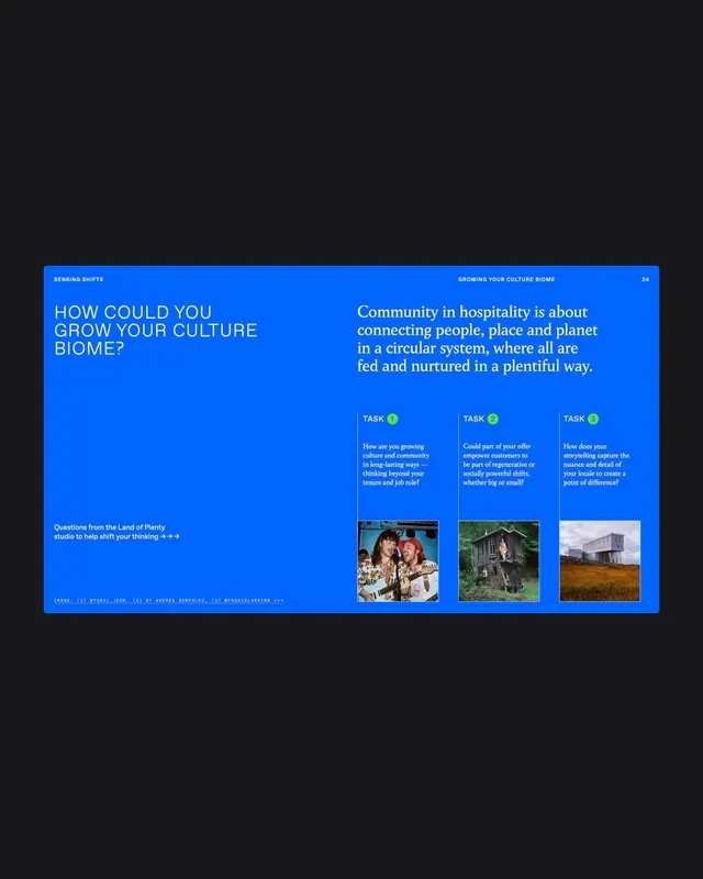 Bright blue sustainability educational layout, minimal, corporate-clean, vibrant