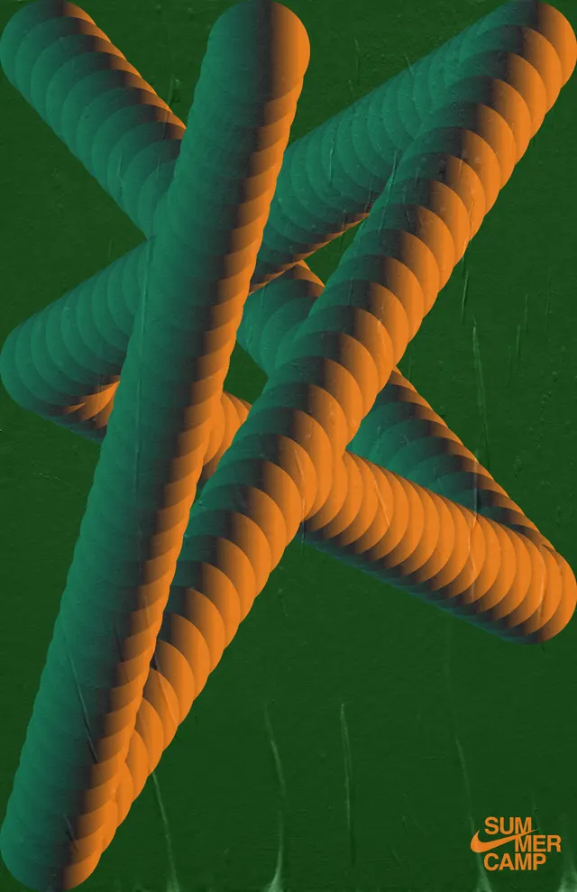 Summer camp twisted organic forms, 3d-render, geometric, warm