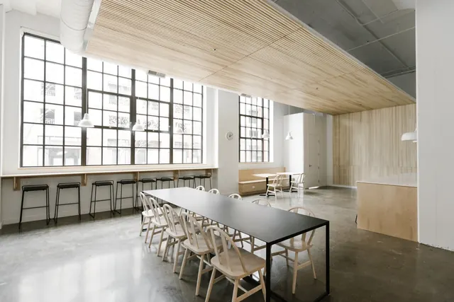 Modern Industrial Workspace Interior, minimal, light-mode, light