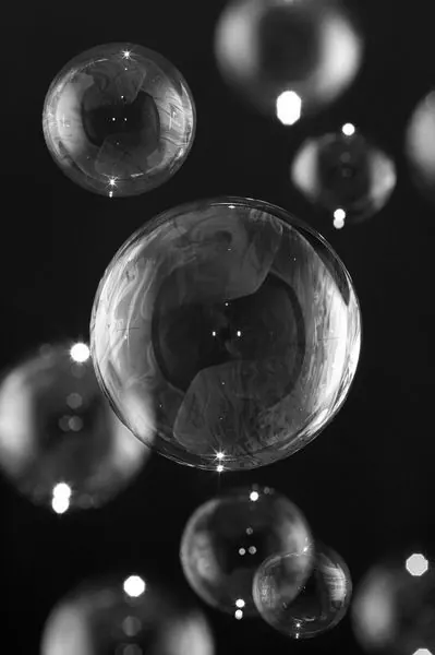 Abstract Bubbles, minimal, dark-mode, monochrome